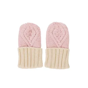 Acorn Cable Knit Mittens - Pink
