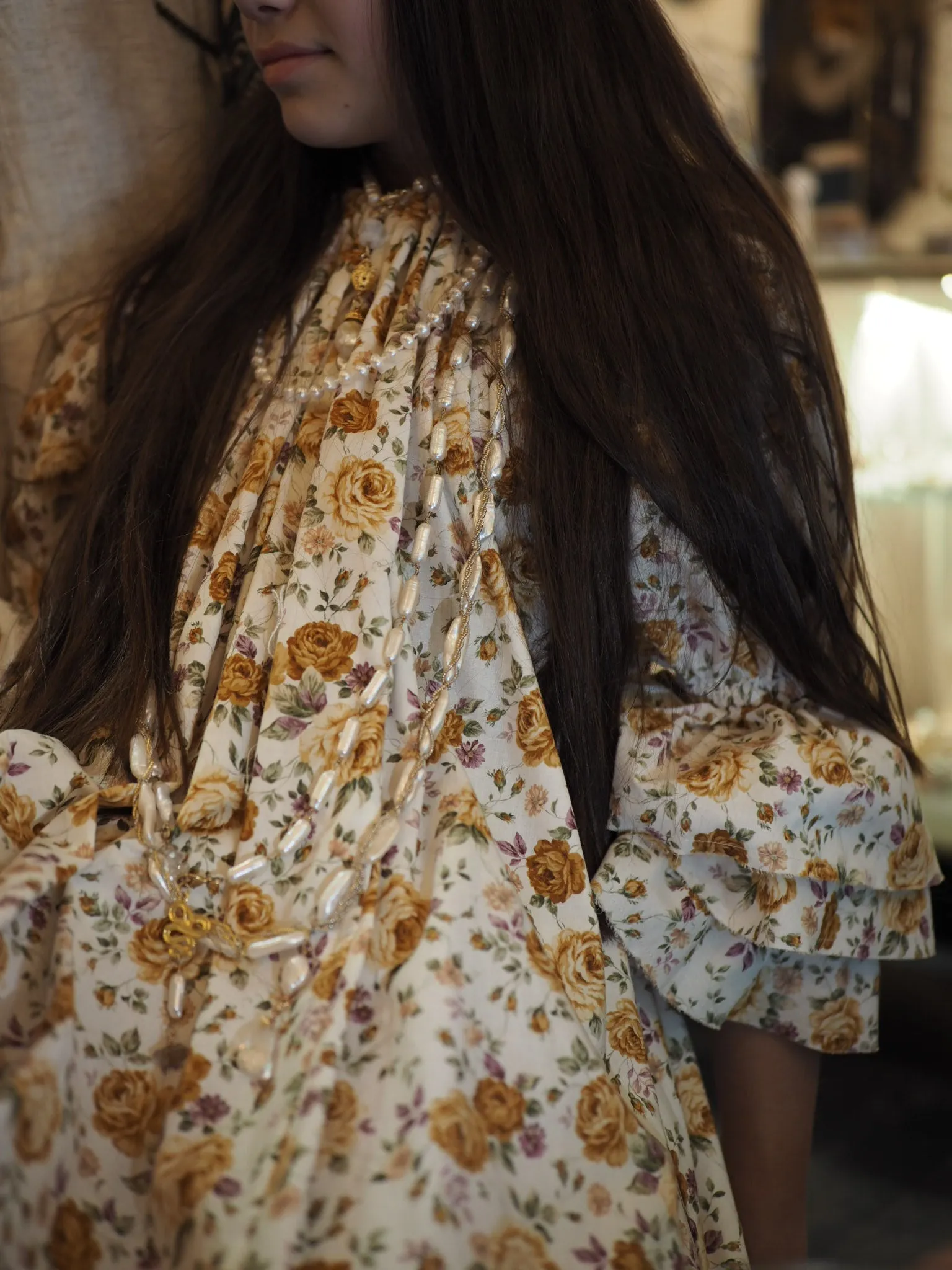 Button back dress (cotton lawn)- Flora