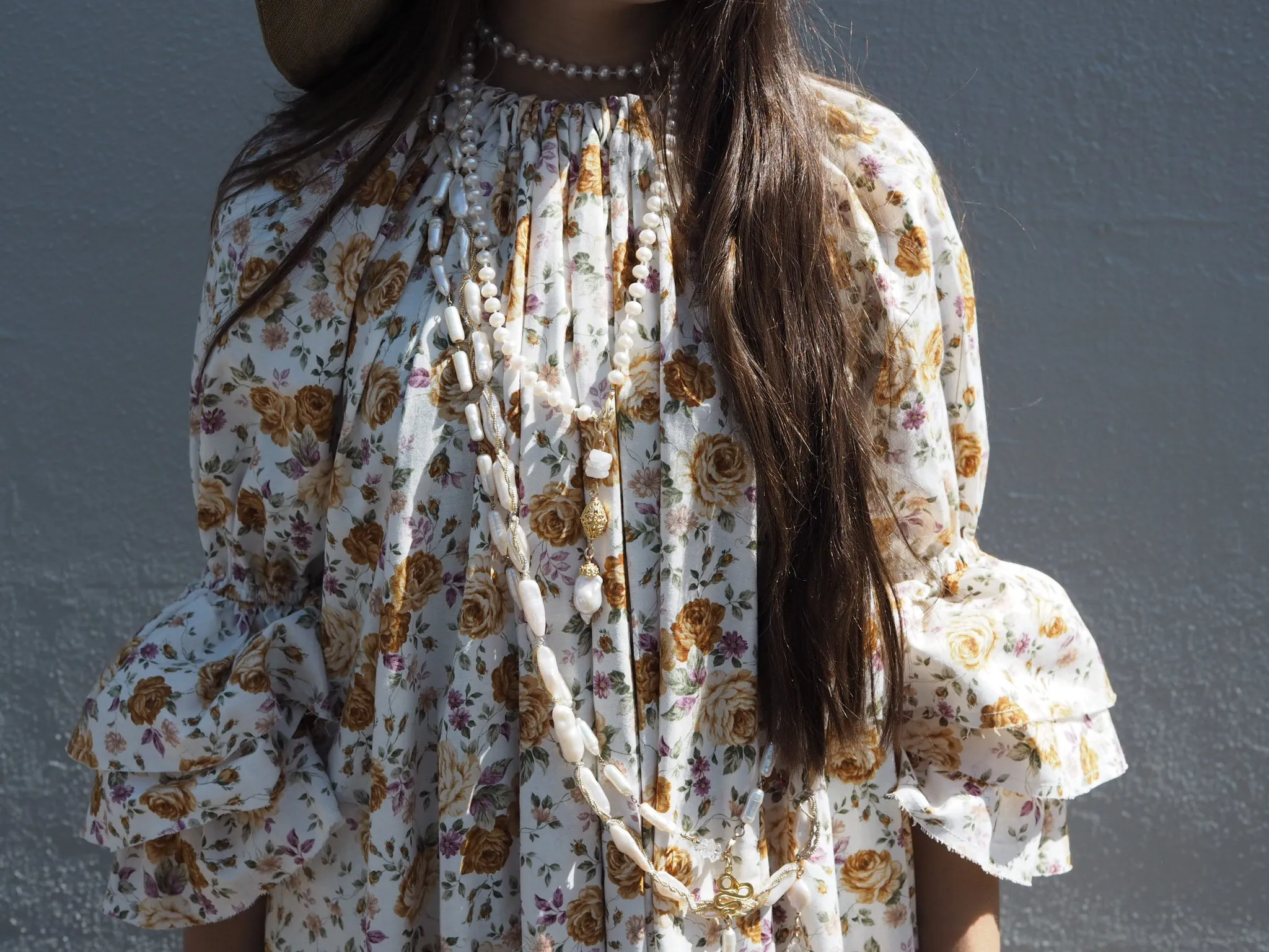 Button back dress (cotton lawn)- Flora