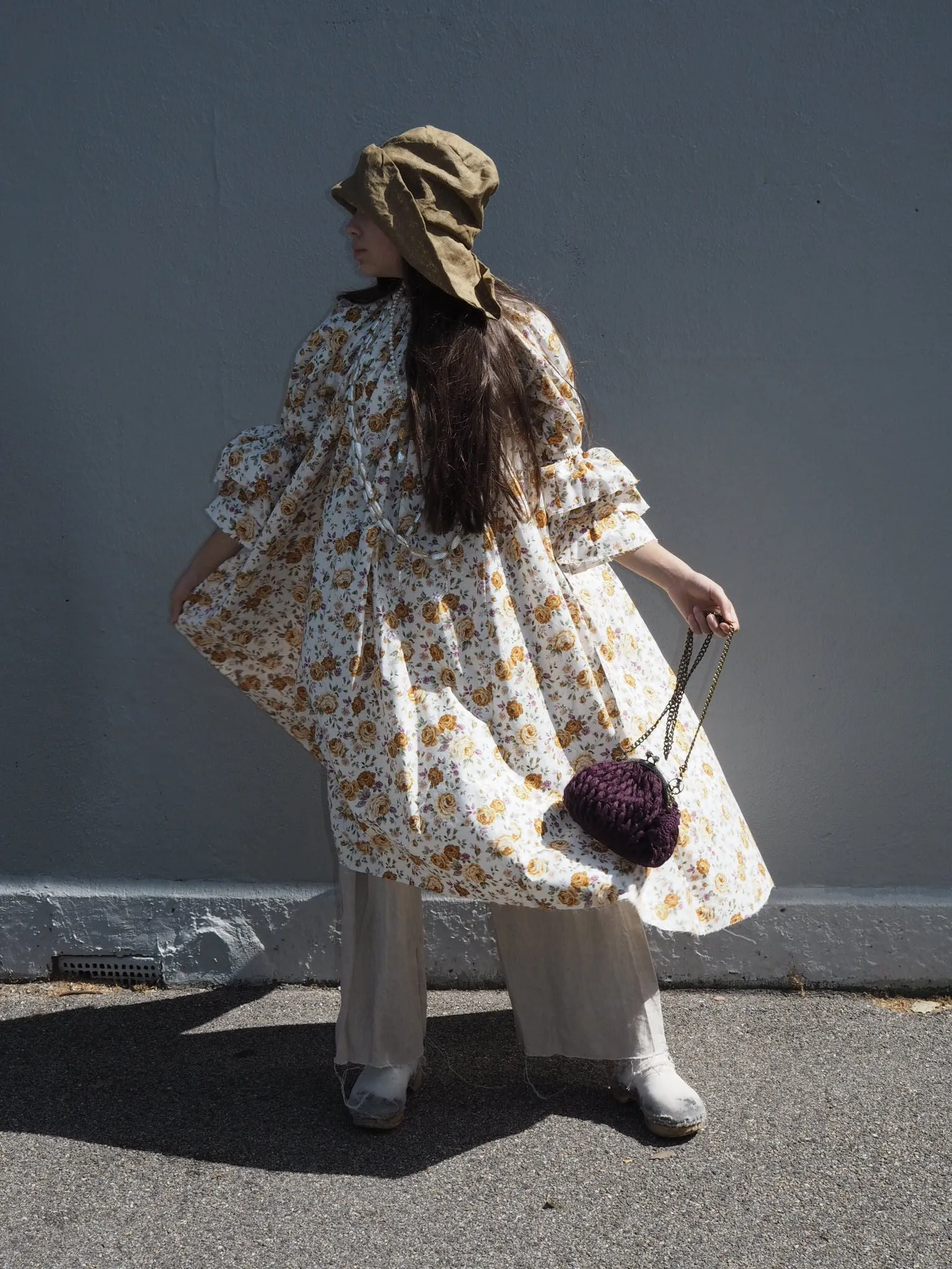Button back dress (cotton lawn)- Flora
