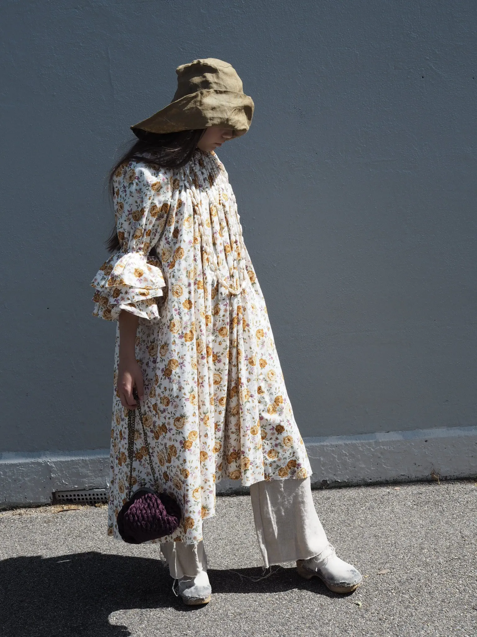Button back dress (cotton lawn)- Flora