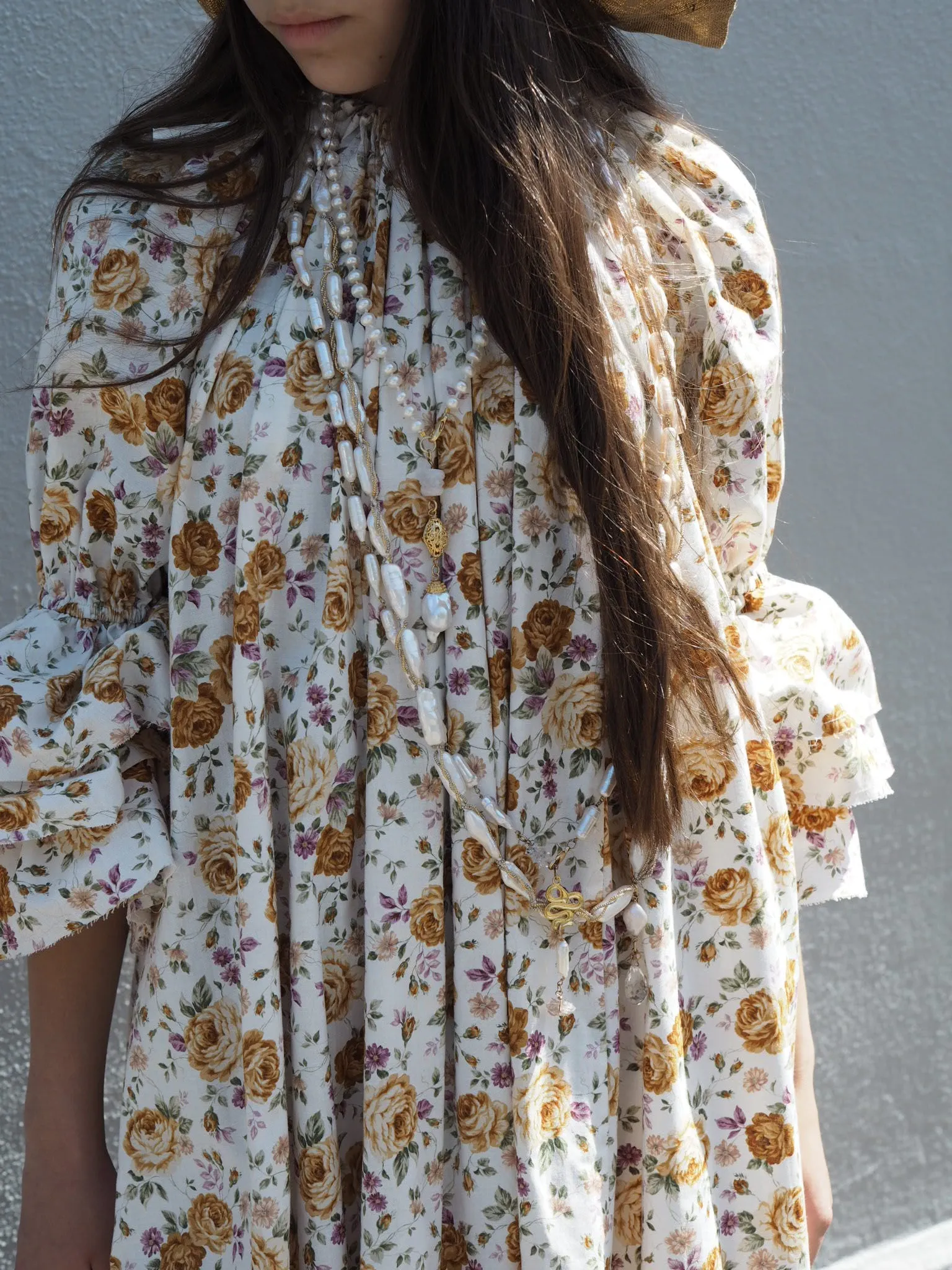 Button back dress (cotton lawn)- Flora