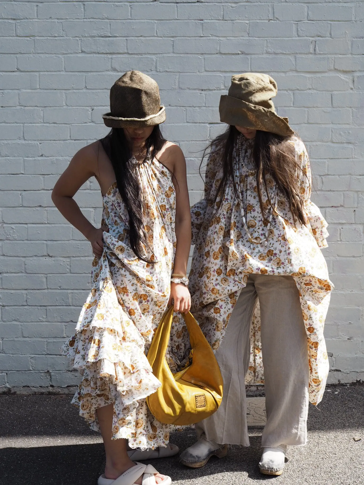 Button back dress (cotton lawn)- Flora