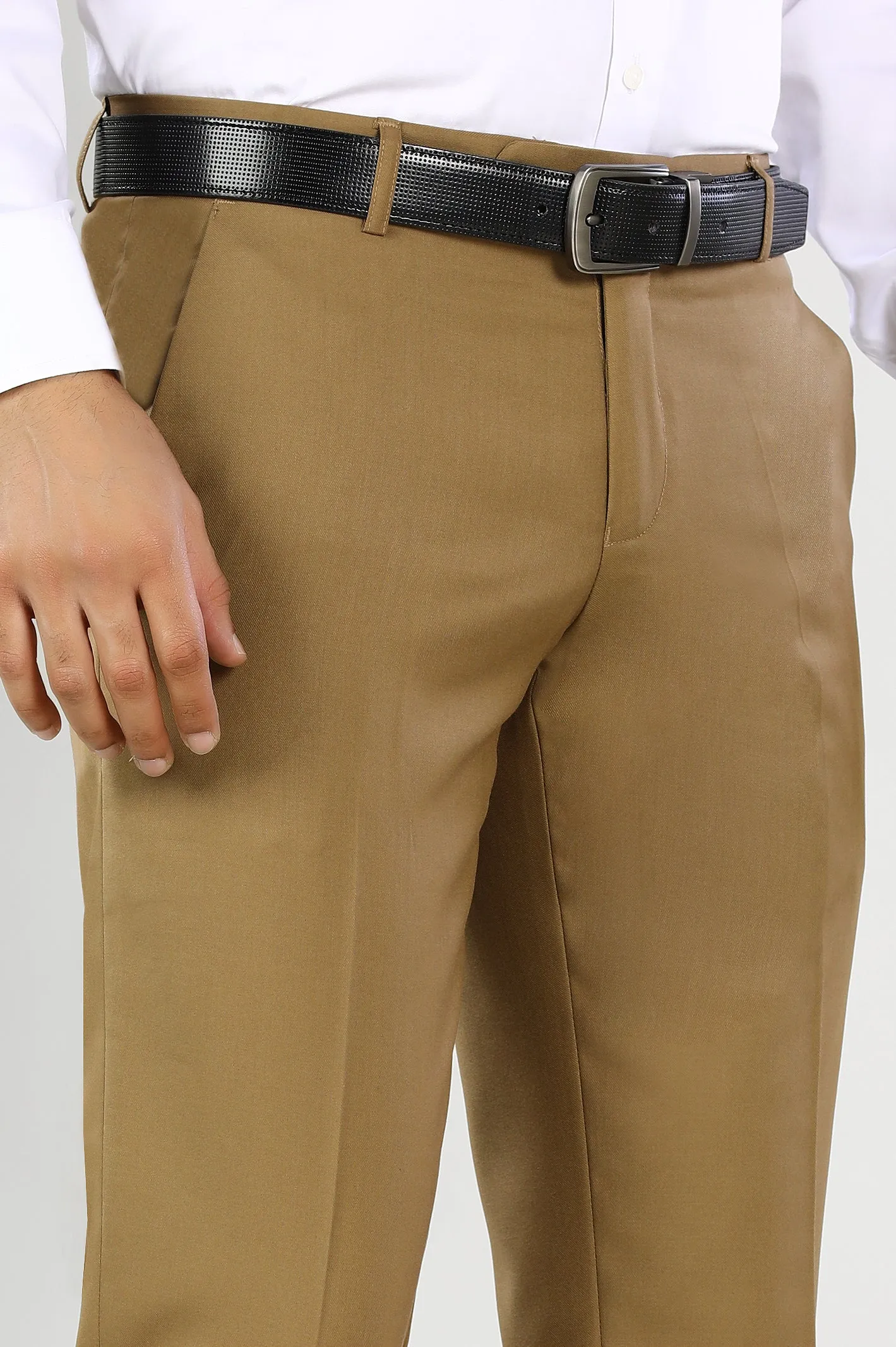 Camel Wash & Wear Smart Fit Trouser