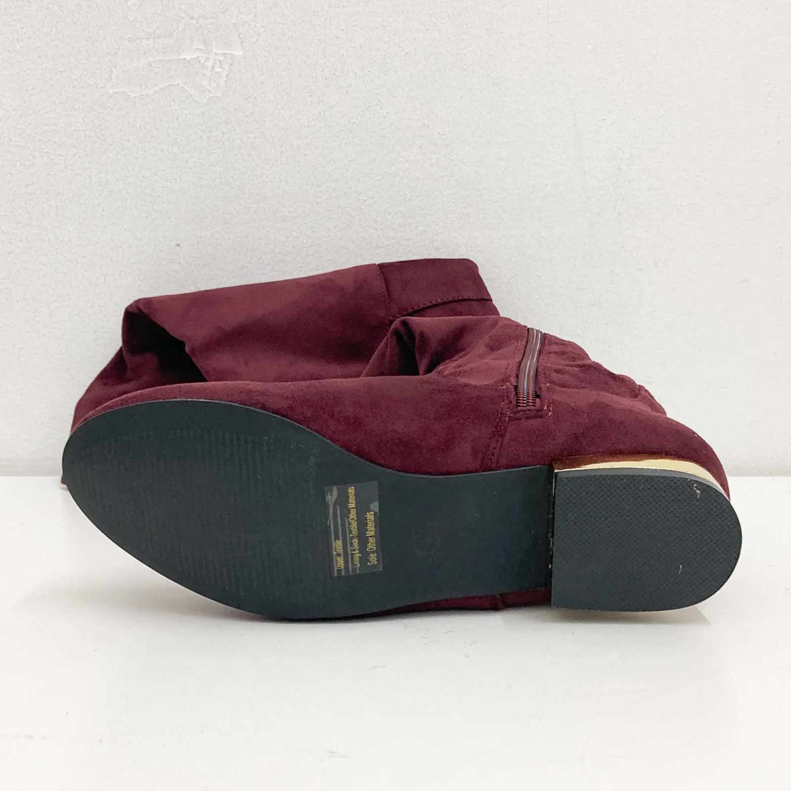 Dolcis Boots UK 4 Burgundy Faux Suede Tall Low Heel Katie