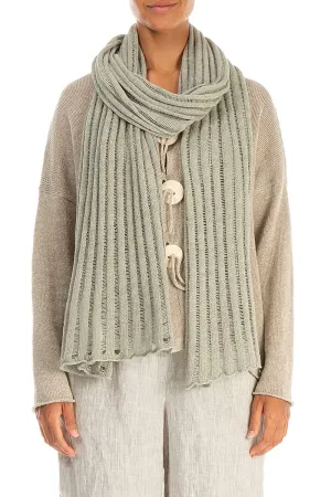 Drop Stitch Laurel Green Linen Scarf