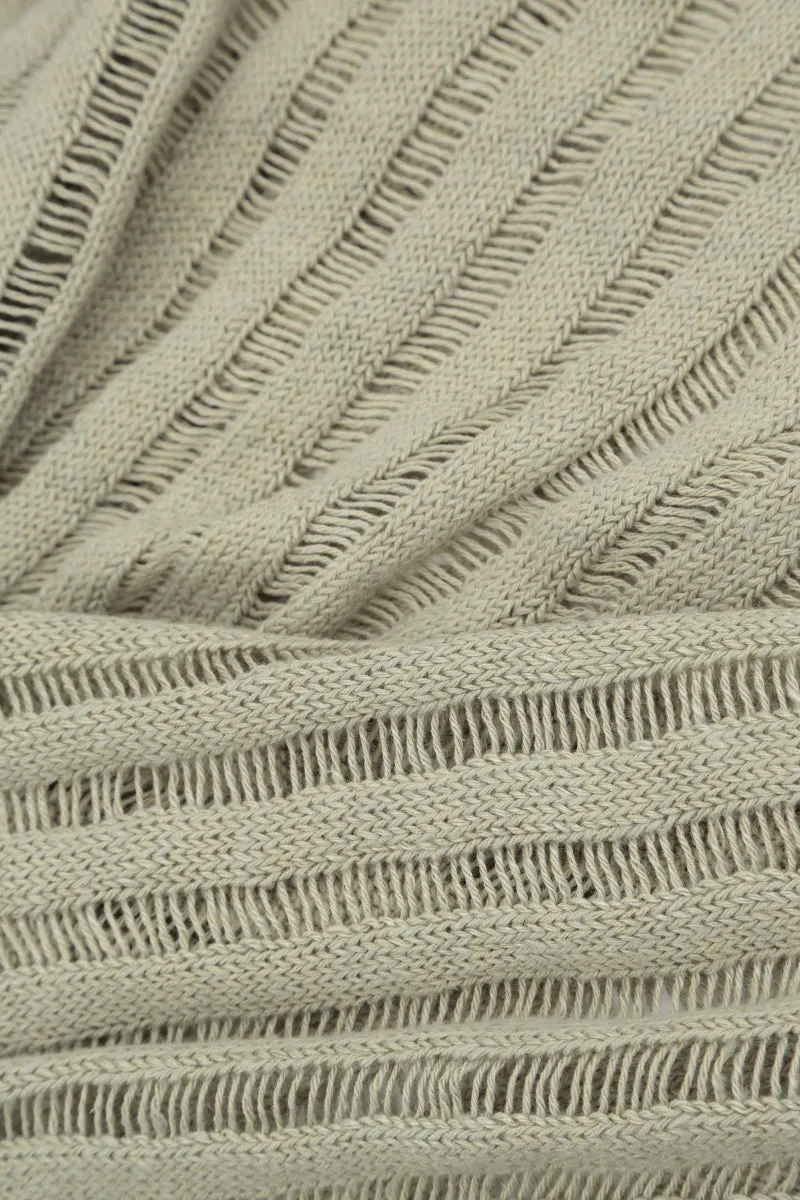 Drop Stitch Laurel Green Linen Scarf