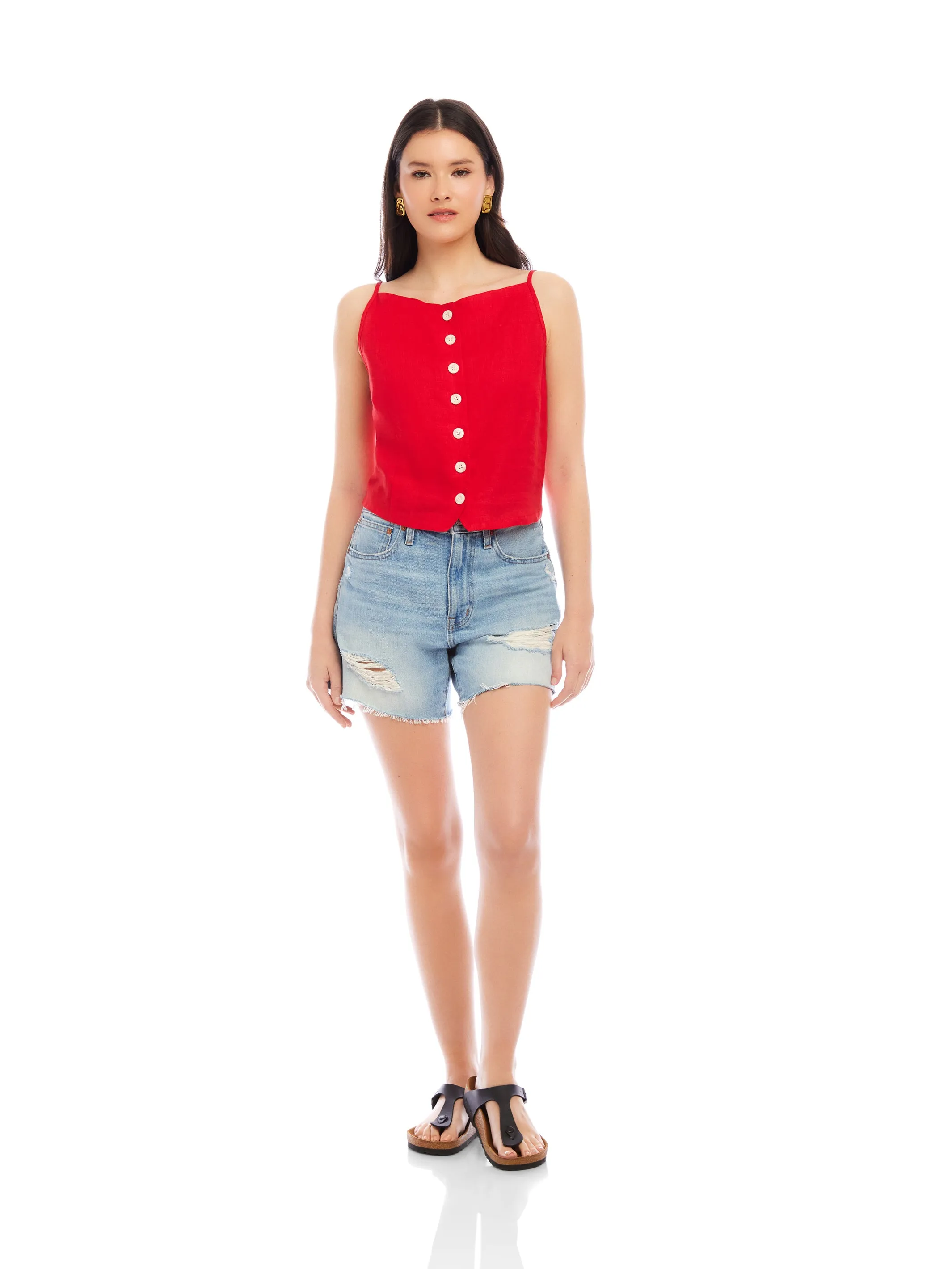 Elis Sleeveless Button-Up Top
