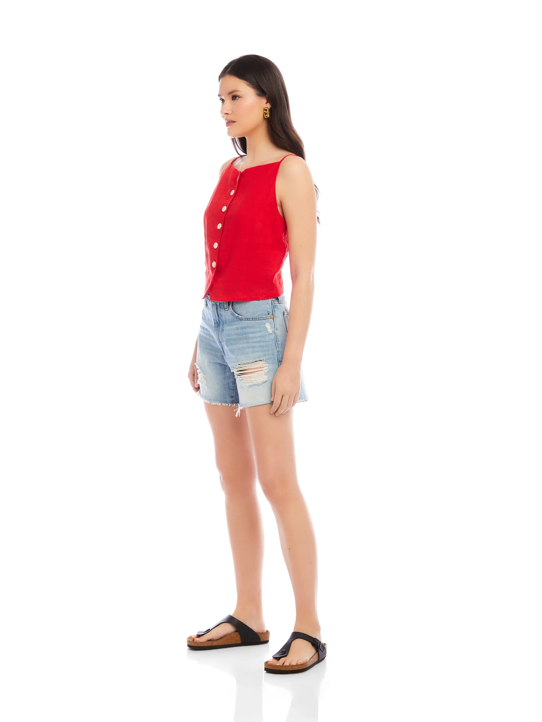 Elis Sleeveless Button-Up Top