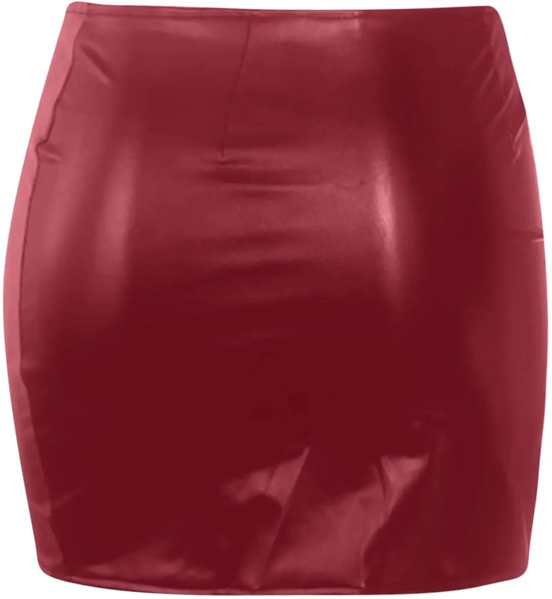 Fashion Zipper Women's Sexy PU Leather Hip Skirt Solid Color Leather Skirt Pleated Long Skirts for Women