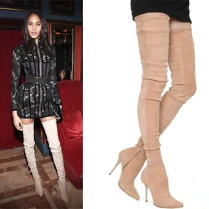 Faux Suede Thigh High Boots
