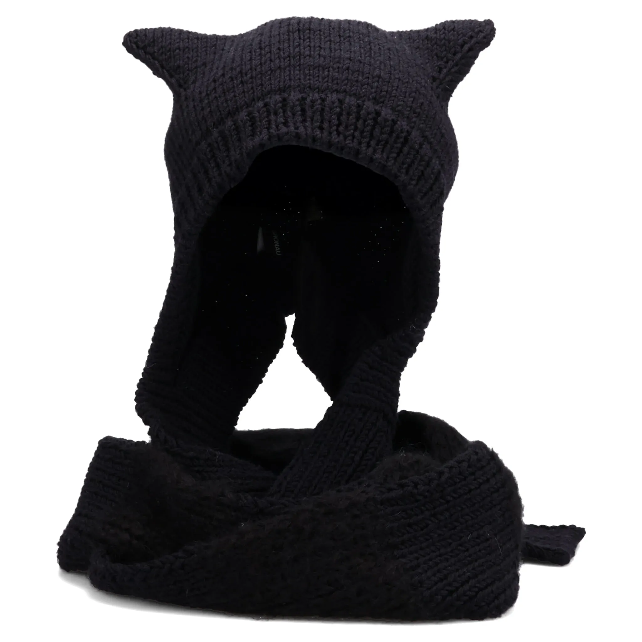 HAND KNITTED FAWN BALACLAVA-SCARF / BLACK