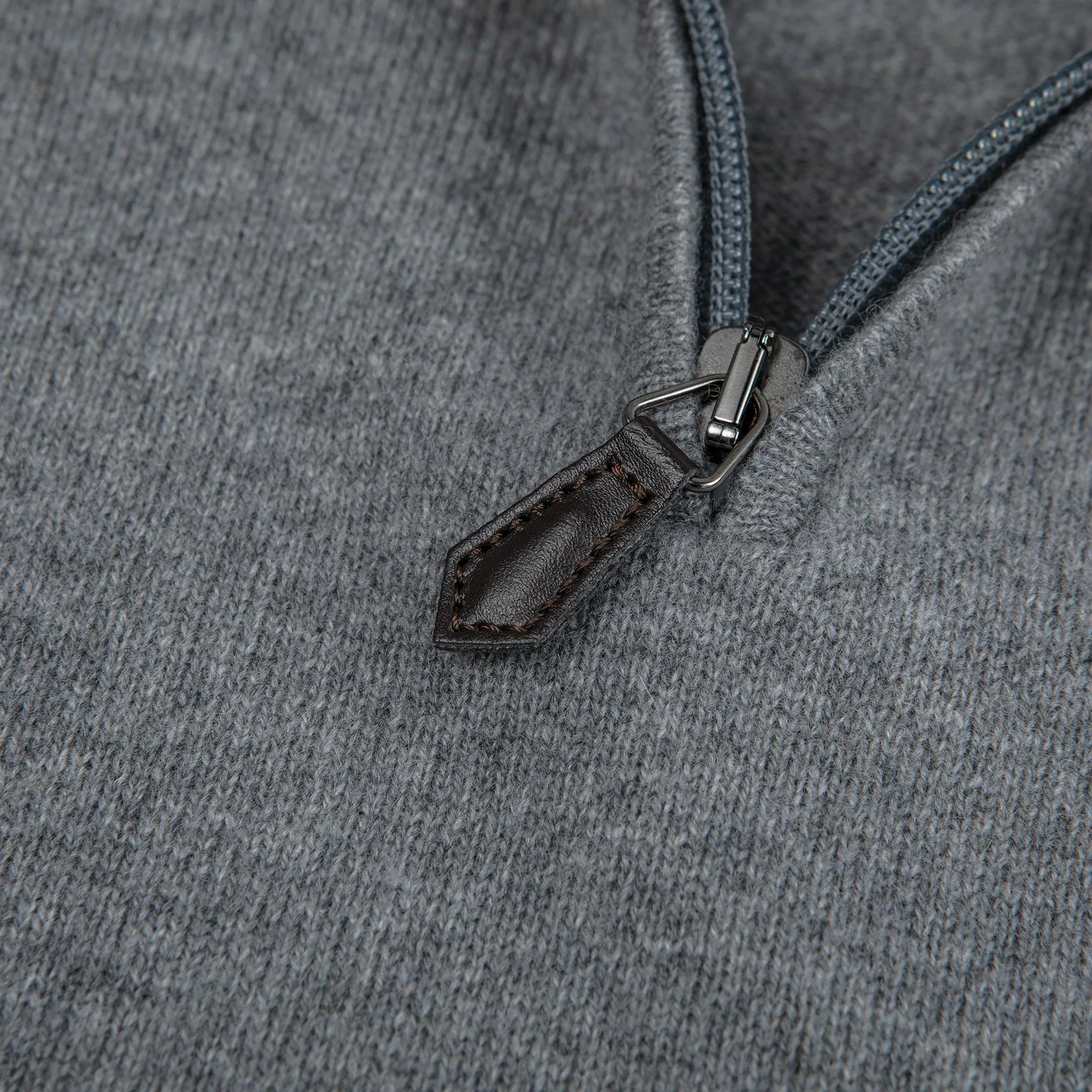 James Cashmere 1/4 Zip Sweater - Heather Charcoal Grey