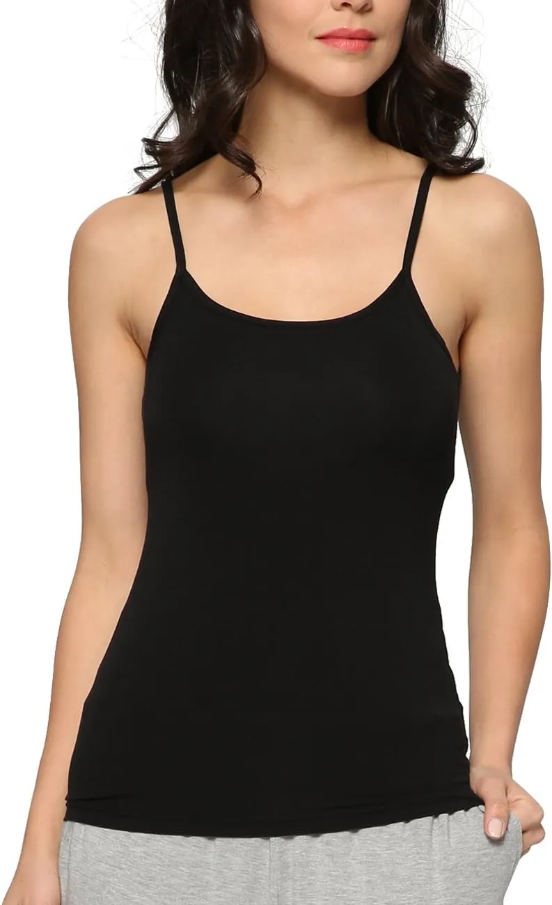 Women's Bamboo Viscose Camisole Undershirt Adjustable Spaghetti Strap Layering Tank Top