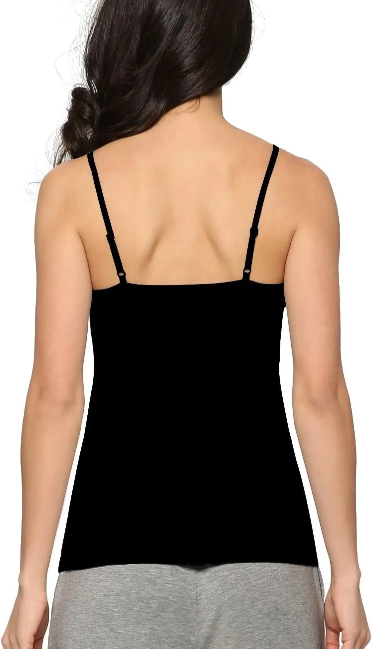 Women's Bamboo Viscose Camisole Undershirt Adjustable Spaghetti Strap Layering Tank Top