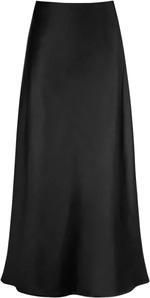 Womens Casual Solid Versatile Skirt Fashion Elegan High Waist Satin Dress Stretch Bodycon Knee Length Prom Party Skirt