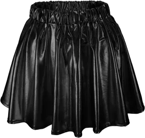 Womens Fashion High Waisted Pleated Skirts Shiny Metallic Dance Skirt Flared A Line Mini Skort Carnival Sequin Skirts
