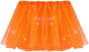 Womens Small Bulb Pleated Princess Skirt Fashion Star Sequin Mini Skirts Tulle Bubble Tutu Skirt Prom Party Shiny Skirt